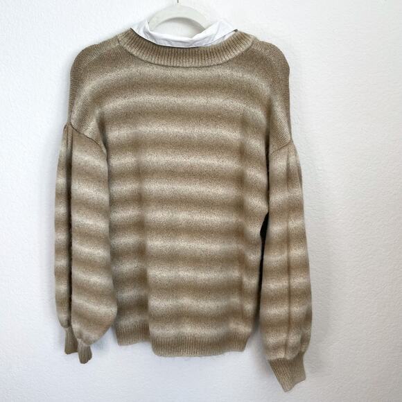 SOMETHING NAVY Neutral Tan Striped Sweater - Picture 8 of 16